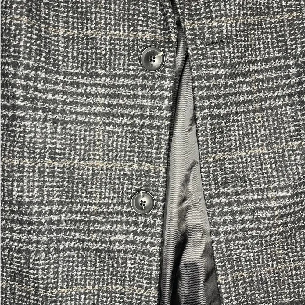 $300 Retail Banana Republic Grey Plaid Wool Blend Long Coat Mens Size S NWT
